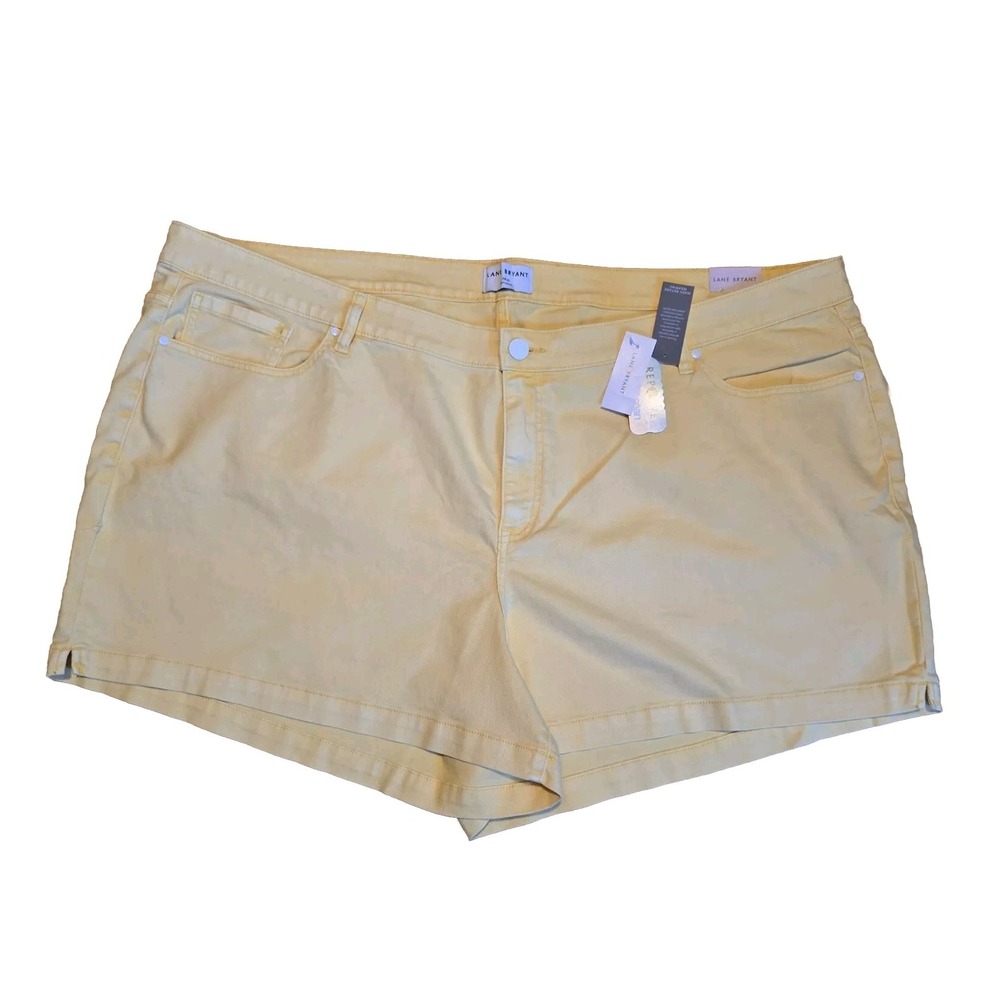 Lane Bryant NWT Women Signature Fit Plus Yellow Denim Shorts Sz34-36 recycle $70
